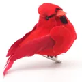 Ornement de rouge-gorge artificiel rouge avec plumes réelles et clip pour sapin de Noël - Style Mini Clip / 5-6cm / Rouge
