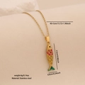 Golden stainless steel necklace featuring a 3D colorful fish pendant with enamel scales - Red Yellow Green Articulated Fish (10#)