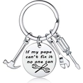 Father's Day stainless steel keychain with hammer, wrench and screwdriver charms - Father / 25mm Tag / Silver