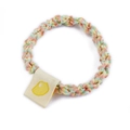 Close-up of candy-colored elastic hair tie with cute embroidered lemon fabric tag - 2# Braided Twist Hair Tie