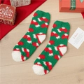 Christmas coral fleece warm socks in red and green with festive holiday patterns - Red Christmas Sock