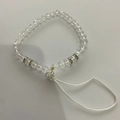 Chic transparent crystal geometric bead phone charm with sparkling silver rhinestone accents - Transparent Multi-faceted Cut Beads