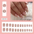 Rosa Ombré Kunstnägel mit goldenem Glitzer, weißen Herzen und 24er-Set Präsentation - W1351 Gold Glitzer Herz (Kleber Typ)
