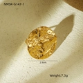 Detail view of gold hammered texture stainless steel ring showing 2.9cm diameter size - Round Hammered Gold (NMSR-G147-1)