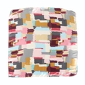 Square silk scarf with multi-colored abstract brushstroke pattern on white background - 4# (Modern Geometric) / 60x60cm
