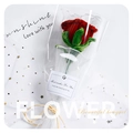 Single handmade red pipe cleaner rose bouquet with elegant Best Wishes gift packaging - Finished with Wrapping-Wine Red