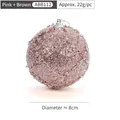 Pink and brown 8cm Christmas ball ornament with glitter finish and beaded lattice pattern - Gold Lattice Pink Foam Ball