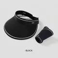 Foldable black sun visor hat for women with white trim and portable roll-up design - Xu Lu Style Rollable / Black