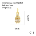 Macro detail of 18K gold plated girl pendant with cubic zirconia and exact dimensions - Gold Girl (P05806-C-1)