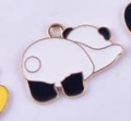 DIY golden panda pendant charm with black and white enamel finish for jewelry making - Panda with Bottom Up