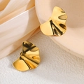 Elegant 18k gold plated fan-shaped titanium steel stud earrings with a glossy metal finish - Irregular Heart Stud Earrings