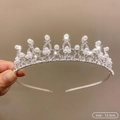 Silver birthday crown headband with white pearls and rhinestones in size 12.5cm - 23# Triangle Pearl Crown (12.5cm)