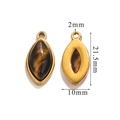 Golden marquise tiger eye stone pendant showing front and back view with dimensions - Tiger Eye Stone Bracelet