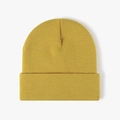 Classic mustard yellow thick knitted beanie for men and women with ribbed cuff detail - 4-Seam Ginger Yellow