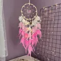 Pink dream catcher with butterfly and LED lights for home wall decoration - Finished Product Without Light / Butterfly Gradient Pink