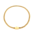 Goldene Edelstahl Gliederkette mit rechteckigem Anhänger auf weißem Hintergrund - Gold