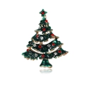 Vintage vergoldete Weihnachtsbaum-Brosche mit grünem Emaille und bunten Strasssteinen - Grüne Emaille Weihnachtsbaum