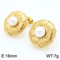 Golden spiral textured earrings with white pearl center, 16mm vintage style stud jewelry - 16mm / Style A Gold