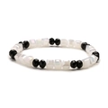Black and white faceted crystal bead bracelet with shimmering rainbow cube beads - 6mm / Black