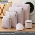 6-piece honeycomb mesh laundry bag set for washing machines with bras and garment protection - Honeycomb Mesh Complete Wash Care Set