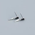Boucles d'oreilles en argent 925 avec zircon noir carré et pendentif en forme de cône - Or Blanc (Pierre Noire)