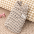 Quilted khaki plaid dog vest with metal D-ring and warm thickened winter padding - Brown Plaid / S (Recommended weight 1.5-2.5kg)