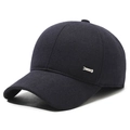 Navy blue winter baseball cap in thick wool fabric with silver metal accent detail - Adjustable / Navy Blue
