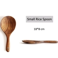 Handcrafted teak wood small rice scoop with natural grain and hanging hole 18x8 cm - Thickened Small Rice Spoon / 18*8cm