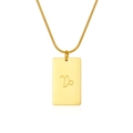 Gold stainless steel Capricorn zodiac square pendant necklace with sleek snake chain - Capricorn