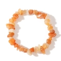 Bracciale elastico con scaglie di pietra del sole e quarzo arancione lucido naturale - Arancione