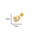 Golden heart tragus stud with zircon inlay and screw ball back, 0.5cm size detail - Gold Clear Zirconia (1#金黄色)