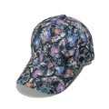 Navy tie-dye baseball cap with mystical unicorn and solar prints in a 45-degree view - Unicorn Fantasy Print Style (I)