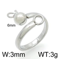 Silver stainless steel open ring with 6mm ball and DIY hanging loops for jewelry making - Steel Color Style 1 (KLJ3918-Z)
