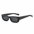 Retro square sunglasses featuring thick black acetate frames and dark protective lenses - Black Frame Black Grey Lens