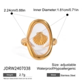Detalle de dimensiones de anillo concha dorada con altura 2,24cm y peso en acero inoxidable - Estilo de Diseño de Concha (JDRW2407038)