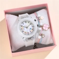 Orologio LED unicorno luminoso per bambini con bracciale di perle in confezione - Orologio Bianco + Bracciale