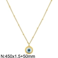Golden Evil Eye pendant necklace with beaded chain and 18k gold plated stainless steel - Beaded Chain Round Evil Eye (KN281888-Z)