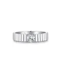 Anello in argento S925 con moissanite, fascia strutturata e certificato GRA - Taglia US 5 / Argento