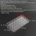 Detail showing 36 slots tiered transparent acrylic lipstick organizer for desktop - Thickened 36-Grid Transparent Lipstick Rack