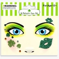 St. Patrick's Day face gems with green clover stickers and multicolored rhinestones - Clover Green Double Lips