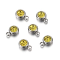 Set di ciondoli da 6 mm in acciaio inossidabile con cristalli gialli per creazione gioielli - Base in Acciaio Giallo