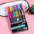 24-kleuren glitter en fluorescerende gelpennenset met een transparante doos - Glitterpen / 24 stuks/set