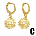 Retro gouden oorringen met kristallen ster en boze oog bedels in vintage etnische stijl - Boze Oog Cirkel (C)