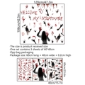 Detailed size guide for Halloween bloody handprint stickers showing dimensions of 120x108cm - Welcome To My Nightmare Style (MS4075-ZC)