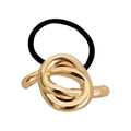 Minimalist punk style hair tie with elastic band and gold twisted metal tube knot - Gold Knot