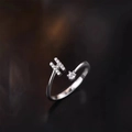 Offener Ring aus 925er Sterlingsilber mit glitzerndem Zirkon-H und rundem Kristall - Buchstabe H
