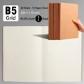 B5 Kraft paper notebook with grid pages and durable stitched binding for students - Plaid / Kraft Color / B5 (250x175mm)