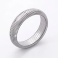 Polished silver Tubogas stretch bracelet with a 2cm width and ribbed texture for women - Steel Color 20MM