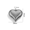 Polished silver stainless steel 3D hollow heart pendant with 20mm dimensions - 20mm / Steel