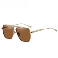 Classic polarized aviator sunglasses for men with gold metal frame and brown lenses - Gold Frame Tea Lens